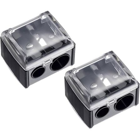 2 stk. sminkespissere, leppeblyantspisser, eyeliner-spisser, dobbel kosmetisk blyantspisser for øye- og brynpenner, eyeliner