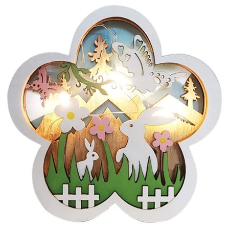 Pääsiäisen puinen pupu LED-valo kani askartelu työpöydän koriste kodin loma sisustuslamppu