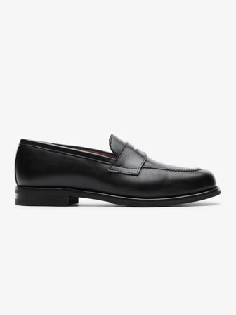 John Henric Men's Schwarze Leder Loafer Size 46