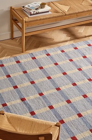 Jotex - Dwustronny Dywan Wełniany Jasnoniebieski/biały - MARE - Kup Dywany wełniane firmy Jotex