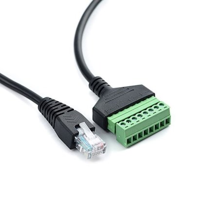 RJ45 Han til 8-polet Skrueklemme Stik, Terminal Breakout Board Kabel til Cat5 /6/7 AV CCTV, 12 tommer