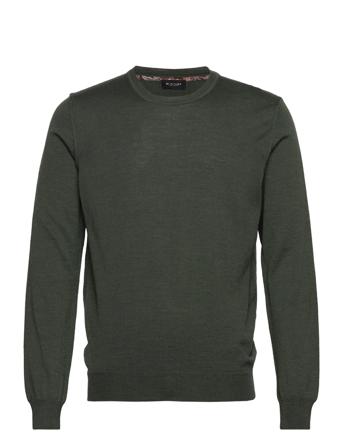 Merino Embroidery - Iq Strikkegenser M. Rund Krage Grønn SAND