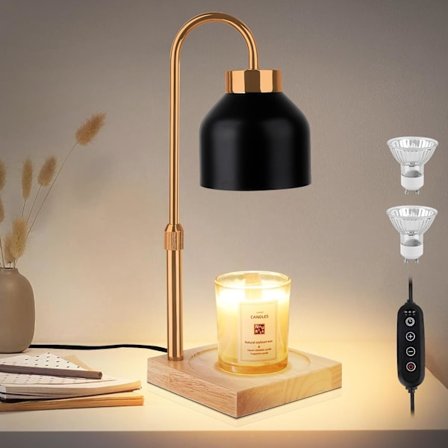 Elektrisk Ljusvärmare Lampa, Doftlampa, Vintage Ljusvärmare för Hem, Sovrum, Dekoration (Svart) [Energiklass A]