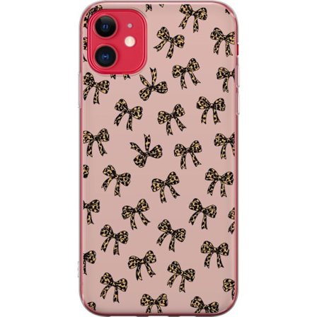 Kompatibelt Mobilskal till Apple Apple iPhone 11 Leopard båge rosetter mönster rosa bakgrund leopard print bågar söta mode flickaktig retro design