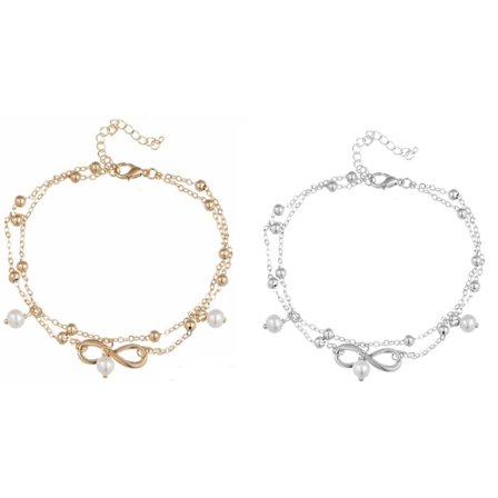 Kedja Fotled Armband Fotlänk Oändlighet GULD/SILVER