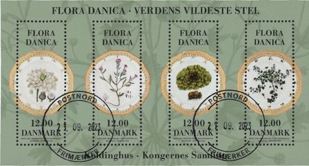 Danmark - Flora Danica - Stemplet miniark
