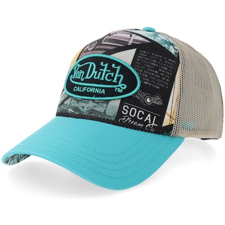 Von Dutch - Multi trucker Cap - Embroidery White/Blue/Multi A-Frame Trucker @ Hatstore
