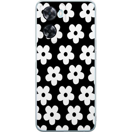 Yhteensopiva Puhelinkuori OnePlus OnePlus Nord N20 SE Mustavalkoinen kukkakuvio minimalistisessa skandinaavisessa muotoilussa, jossa voimakas kontrast