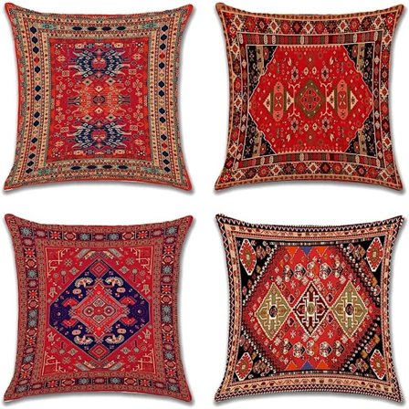 Bohemiska Örngott 45 x 45 cm Fyrkantiga Dekorativa Kuddfodral Exotiska Abstrakta Vintage Örngott Set om 4