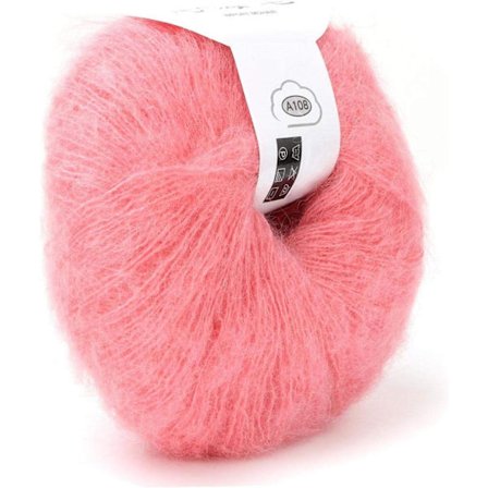 Stickad mjuk angora lång ullgarn varmt med en virkning populär för DIY vävning(hudrosa)