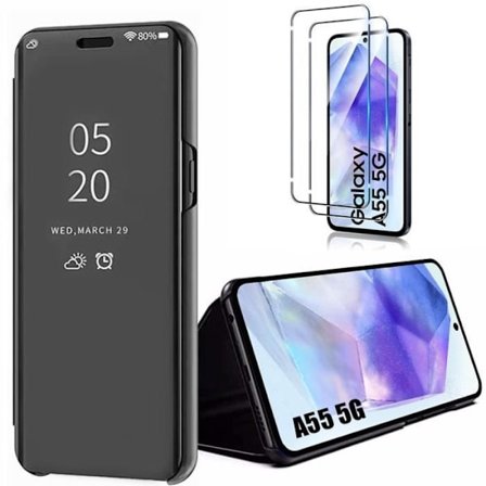 Beskyttelsescover - BOOLING - til Samsung Galaxy A55 5G - Flip Cover 360° - Stødabsorberende - Spejl effekt