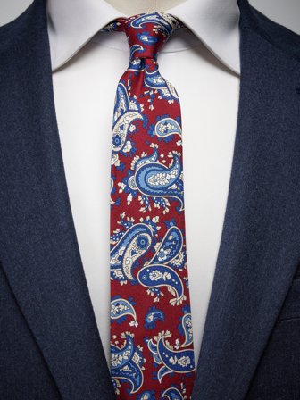 John Henric Men's Burgundy Tie Paisley Size 6,5