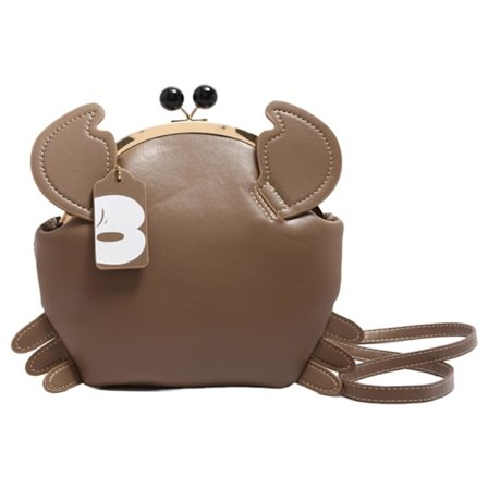 Søt krabbeformet veske, skulderveske med dyreprint, PU-skinn crossbody-vesker for kvinner, lett liten håndveske for daglig bruk, trend