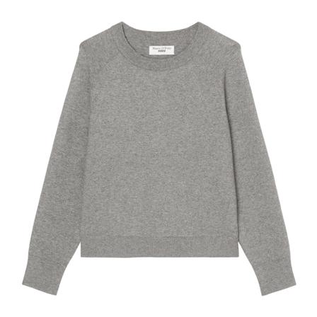 Marc O'Polo Basic round neck knitted jumper Grå, Dame Striktrøjer