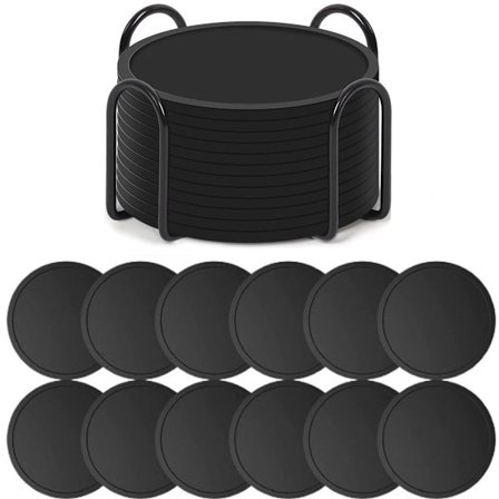 Silikonbrikker med Holder - Sett med 12 - Brikker for Glass - Brikkesett - Rund Brikke Design