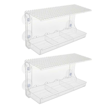 Fönsterfågelmatare Klar Fågelmatare Fönstermonterad med 4 Sugkoppar och Löstagbar Bricka Transparent Fågelholk