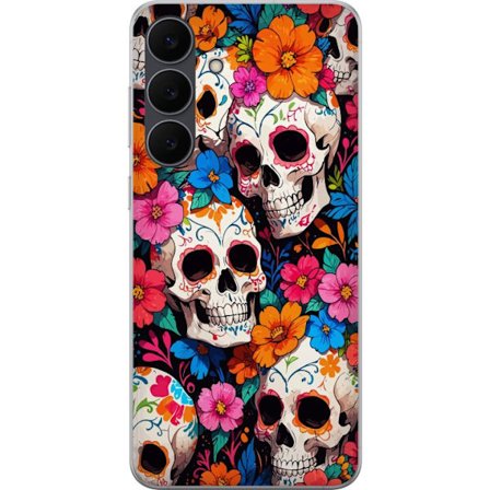 Kompatibelt Mobildeksel til Samsung Galaxy S25 FE Sukkerskalle mønster med Fargerike Blomster i Mexicansk Stil