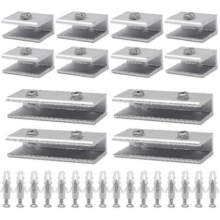 Glas Klemme, 12 stk. Glasbeslag Glas Hængsel Aluminium Glas Hylde Støtte Solid Glas Klemme Hylde Adaptiv 6-8mm