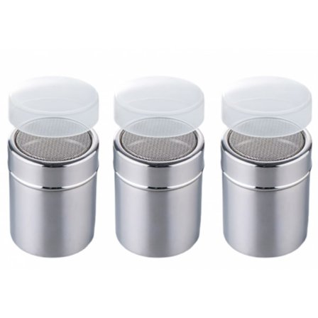 (L)3 kpl Jauhesokerisirotin, ruostumattomasta teräksestä valmistettu jauheannostelija, sopii kahville, pippurille, jauhoille, suklaalle, sokerille