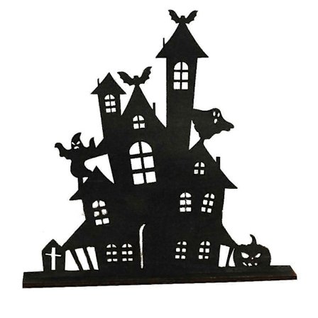 Halloween Tre Ornament Dekorativ Tre Silhuett Skisse Spøkelseshus Skrivebordsdekorasjon