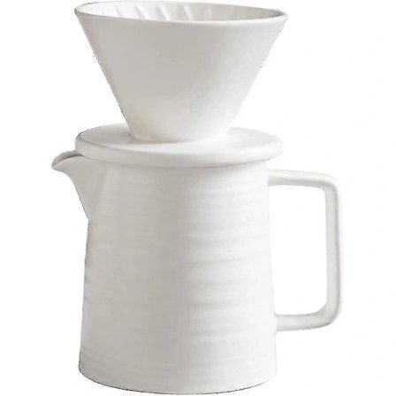 Pour Over Kaffebrygger Sæt, Premium Keramisk V60 Drypper og Karaffel, 1-2 Kop Hjemmefilter Kaffebrygger (hvid)