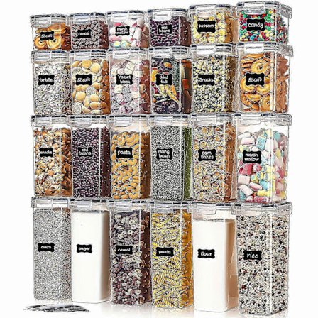 24-pak BPA-fri stabelbare madopbevaringsbeholdere med lækagesikre låg til køkkenskab, genanvendelige og holdbare