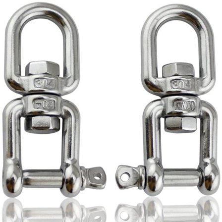 M8-2st Lyftschackel, Rostfri Schackel, Öga mot Öga Vridbar Ring, för Hängstol, Sandsäck, Industri, Resor, Fiske, Bergsklättringsverktyg