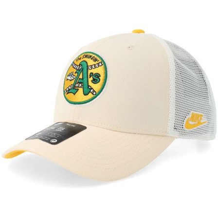 Nike MLB - MLB Beige trucker Keps - Oakland Athletics Dri-fit Rise Natural/Gold/White Trucker @ Hatstore