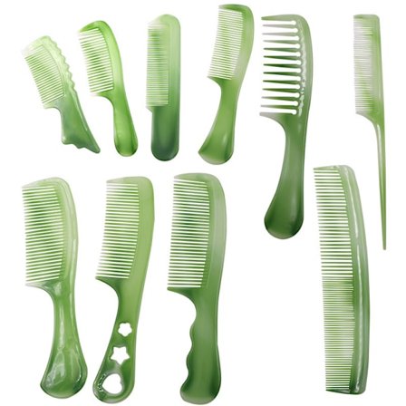 10-pack handtag hårkammar (gröna), bredtandade kammar, f