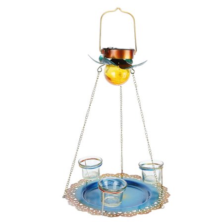 Solar Vandtæt Hængende Fuglefoder med LED-lys til Udendørs Brug