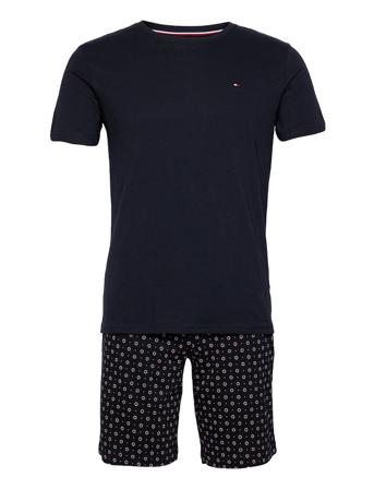 Cn Ss Short Jersey Set Print Pyjamas Blå Tommy Hilfiger