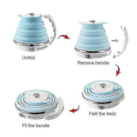 Db 0,6 l Ultra-tynd opgraderet fødevaregodkendt silikone rejse sammenklappelig elektrisk kedel