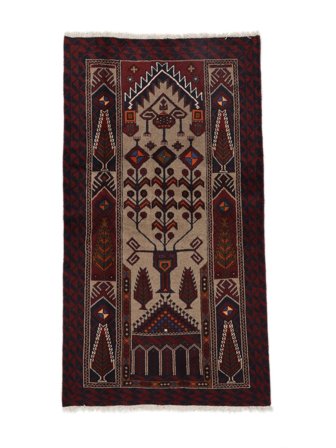 Oriental Baluch Rug 101X183 Black/Brown Wool, Persia