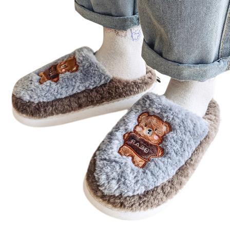 Kvinnor Flat Fuzzy Tofflor Slip On House Skor