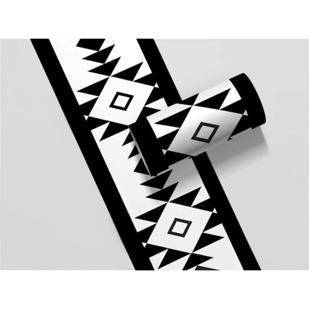 Sort og hvid geometrisk træ vægbordure tapetbordure PVC vandtæt selvklæbende tapet fodpanel badeværelse klistermærke vægdekoration 10cm X 500cm