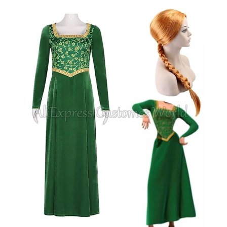 2024 cos Anime Princess Green Dress Fiona Dress Shrek Cosplay kostym Halloween Fancy Fantasy Party Kostym Rollspel för vuxen kvinna
