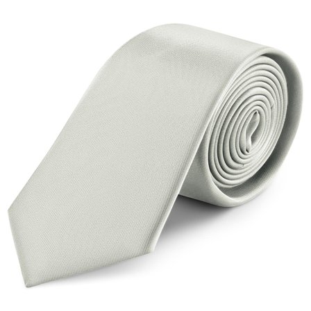 8 cm Light Grey Satin Tie for Men - Solid color neckties