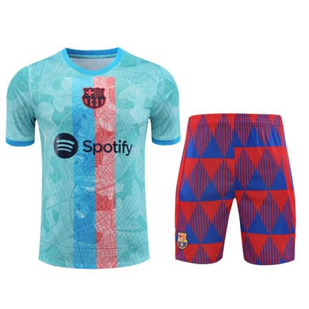 23-24 klubb Barcelona kortärmad fotboll vuxen träningsställ light blue XXL
