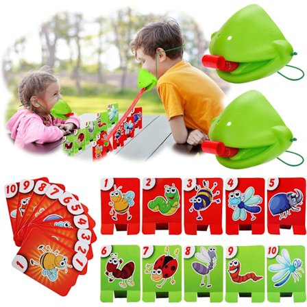 Fang bugs spil, tung frø fang bugs familiespil, kamæleon stikker tungen ud kortspil brætspil