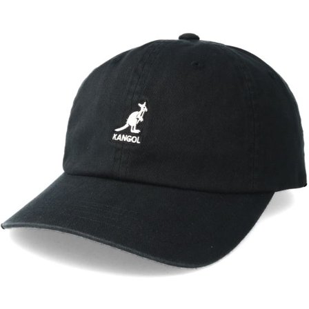 Kangol - Svart adjustable Keps - Washed Baseball Black Adjustable @ Hatstore