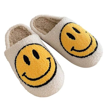 Smiley Face Tofflor Mjuk plysch Bekväma Varma Slip-on Tofflor