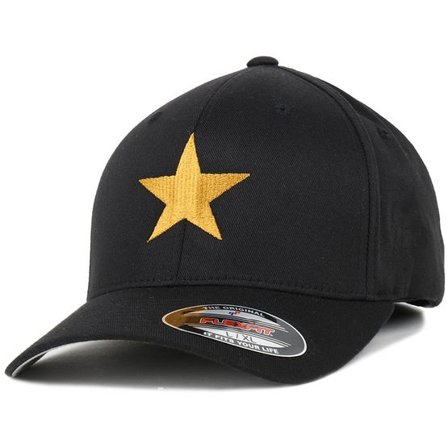 Iconic - Svart flexfit Keps - Star Black/Gold Flexfit @ Hatstore