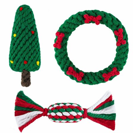 3-pack med Pet Chew Toys Julgransformade rep Chew Toys Heliga julklappar