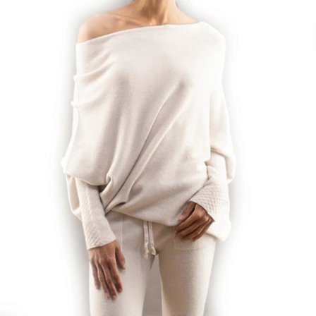 Asymmetrisk drapert genser, en genser så myk som skyene, dame langermet slouch batwing ensfarget myk strikket genser