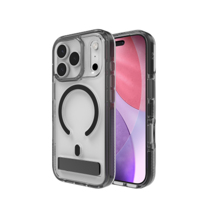 ZAGG Santa Cruz Snap KS MagSafe-fodral med stativ för iPhone 17 Pro - Klar och svart