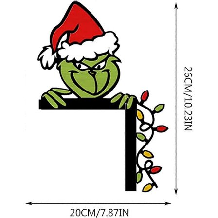 Jule-Grinch Dekoration Træhjørne Dørhjørne Skilt Dørhjørne Dekoration (Venstre) [DB]