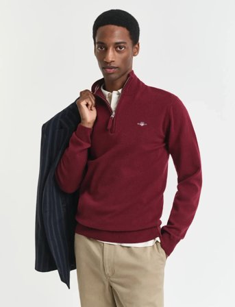 GANT Superfine Lambswool Half Zip - Red - L