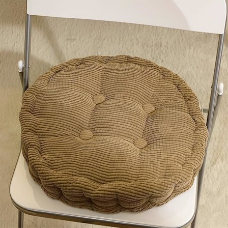 Rund Putepute til Stol, Tykkere Vinter Stolpute, Myk Sofapute, Lesesetematte, for Innendørs Utendørs Kontor, 45X45cm, Brun