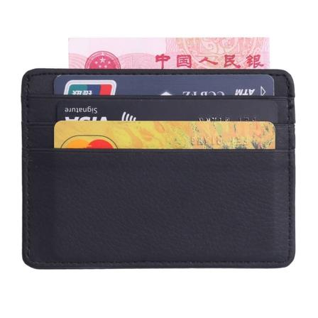 Mænds læder tynd tegnebog ID Penge Kreditkort Slank Holder Penge Pocket Organiser Black