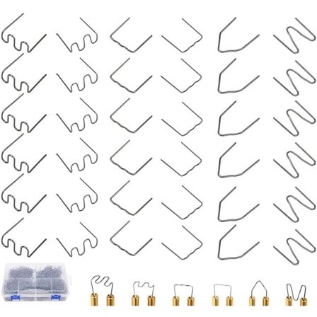 Plast sveiseklammer, 1200 stk varme klammer plast reparasjonssett, hjørne og flatt for reparasjon av bil støtfangere varme klammer